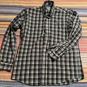 Cinch‎ Men's Black White Blue Plaid Button Down Shirt Long Sleeve Size XS